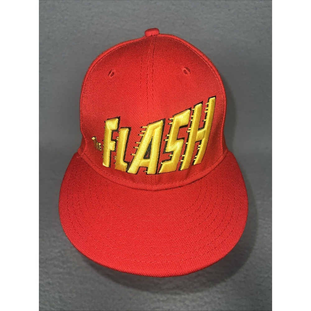 Official DC Comics The Flash Baseball Hat Red Embroidered Spellout Snapback Cap